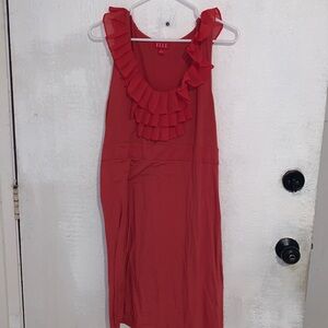 Tangerine colored ruffled summer dress by Elle size XL